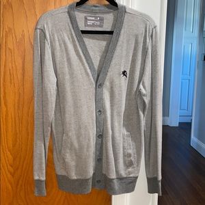 Express Men Pinstripe Button Up Cardigan